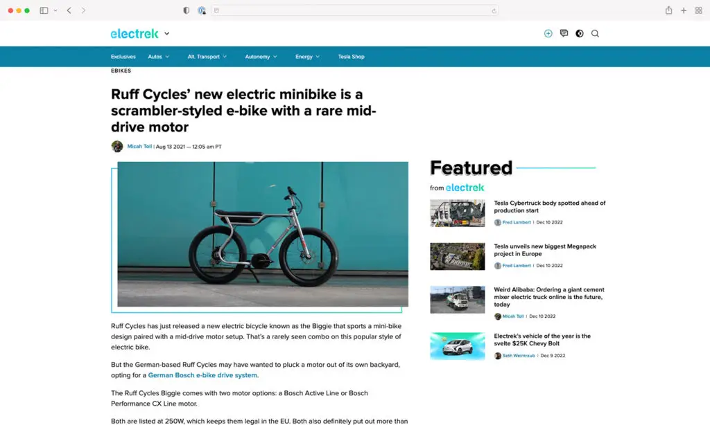 Press Release - Electrek on the Biggie